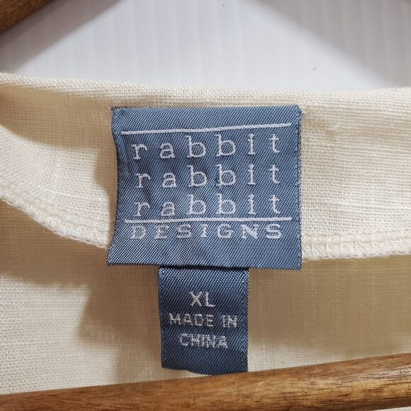 Rabbit Rabbit Designs Blouse Womens XL Crochet Lace Boho Sheer Floral Cream NWT - Picture 5 of 9